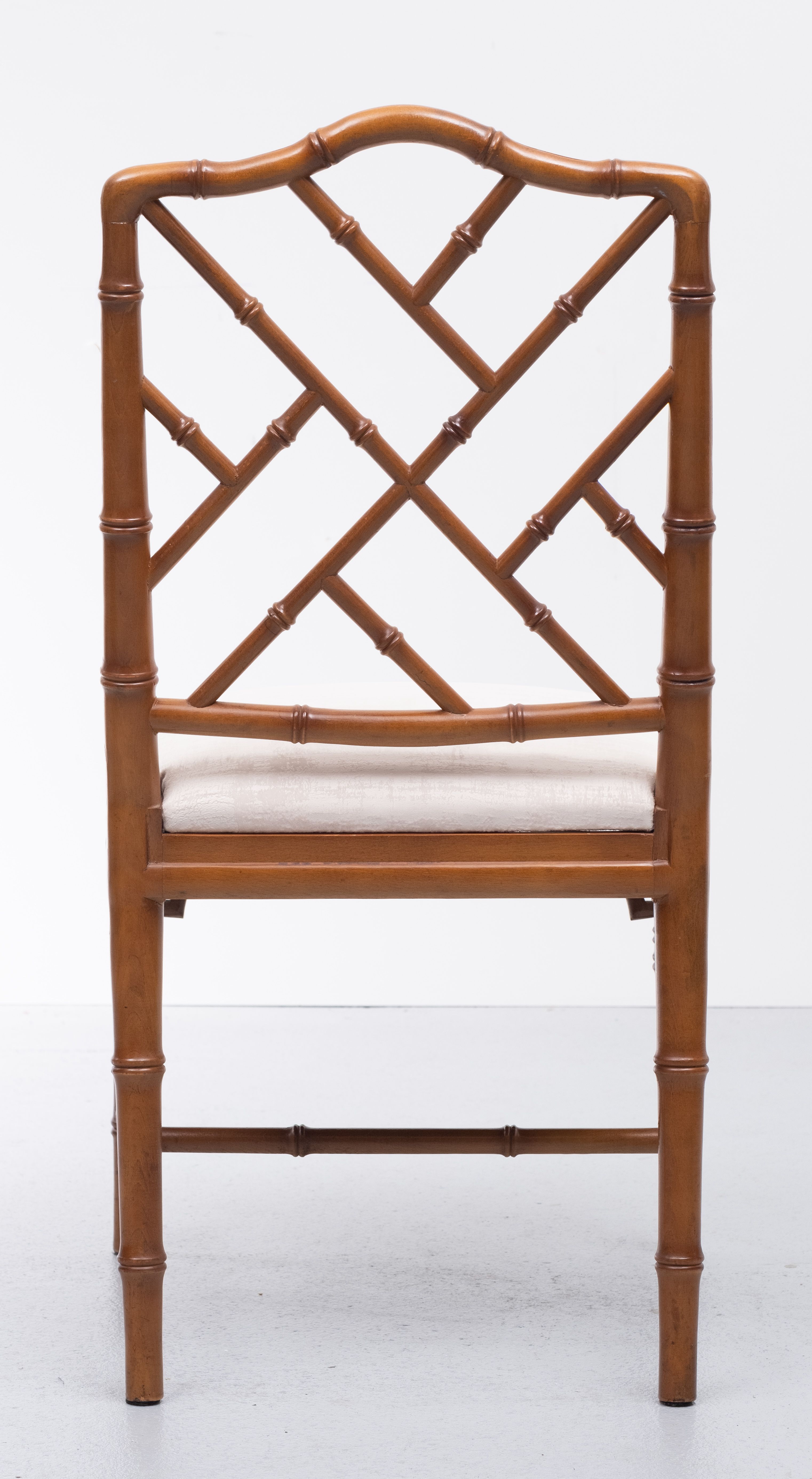 20th Century Chinese Chippendale Style Faux Bamboo Chairs