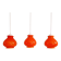 Trio of vintage orange opaline pendant lights, 1960-70