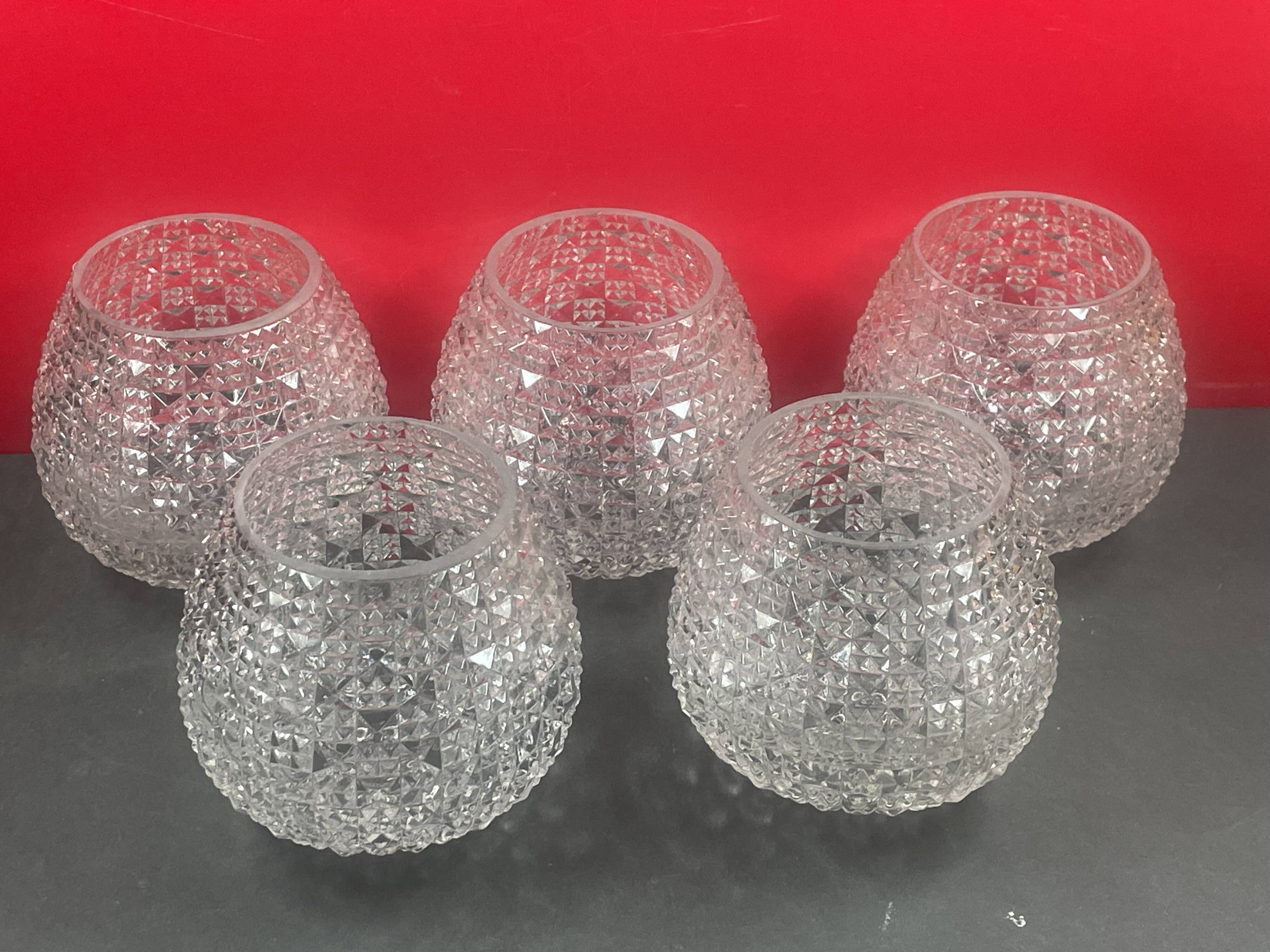 Set of 5 cut glass pendants circa 1960/70