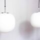 Pair of opal glass pendant lights