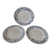 3 flat plates Digoin Sarreguemines Model Peach