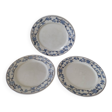 3 flat plates Digoin Sarreguemines Model Peach