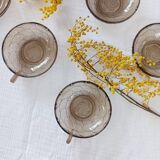 Set of 6 Art Deco dessert bowls in smoked glass.