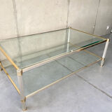 Table basse double plateau laiton et verre