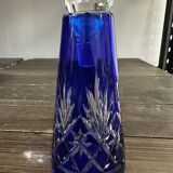 Carafe Art-Deco - Cristal Saint-Louis - Taillé et Bleu Cobalt H 22 cm