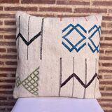 Housse de coussin marocaine blanche faite à la main (45 x 45 cm)