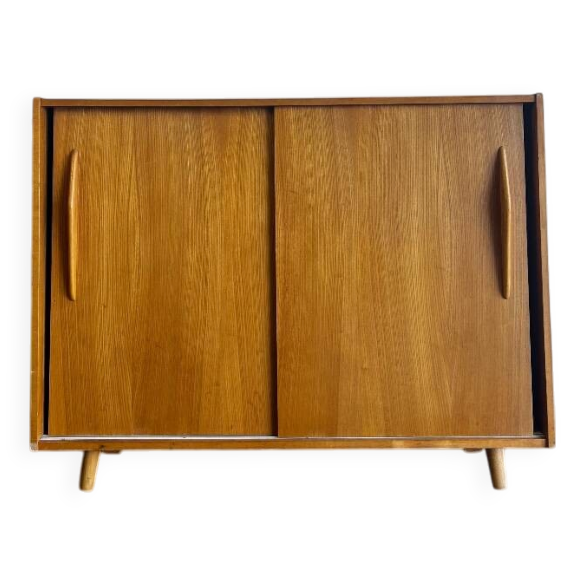 Vintage wooden shoe cabinet with sliding doors