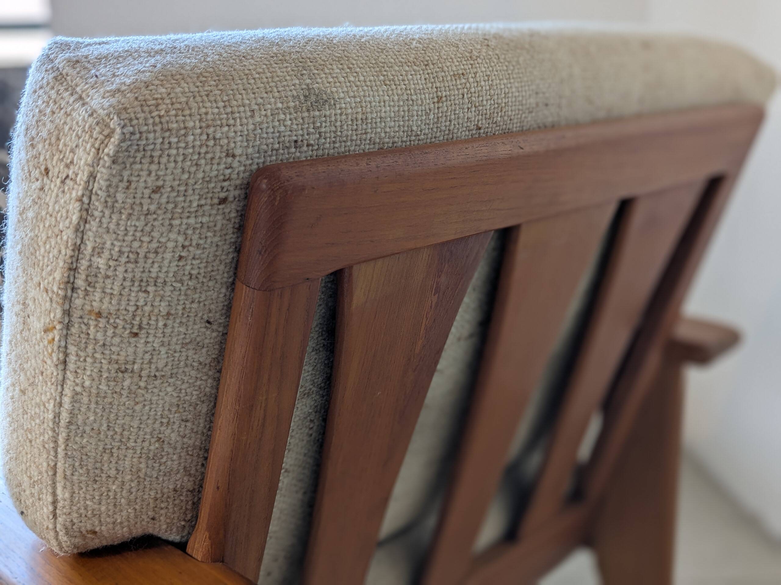 Teak and wool armchair