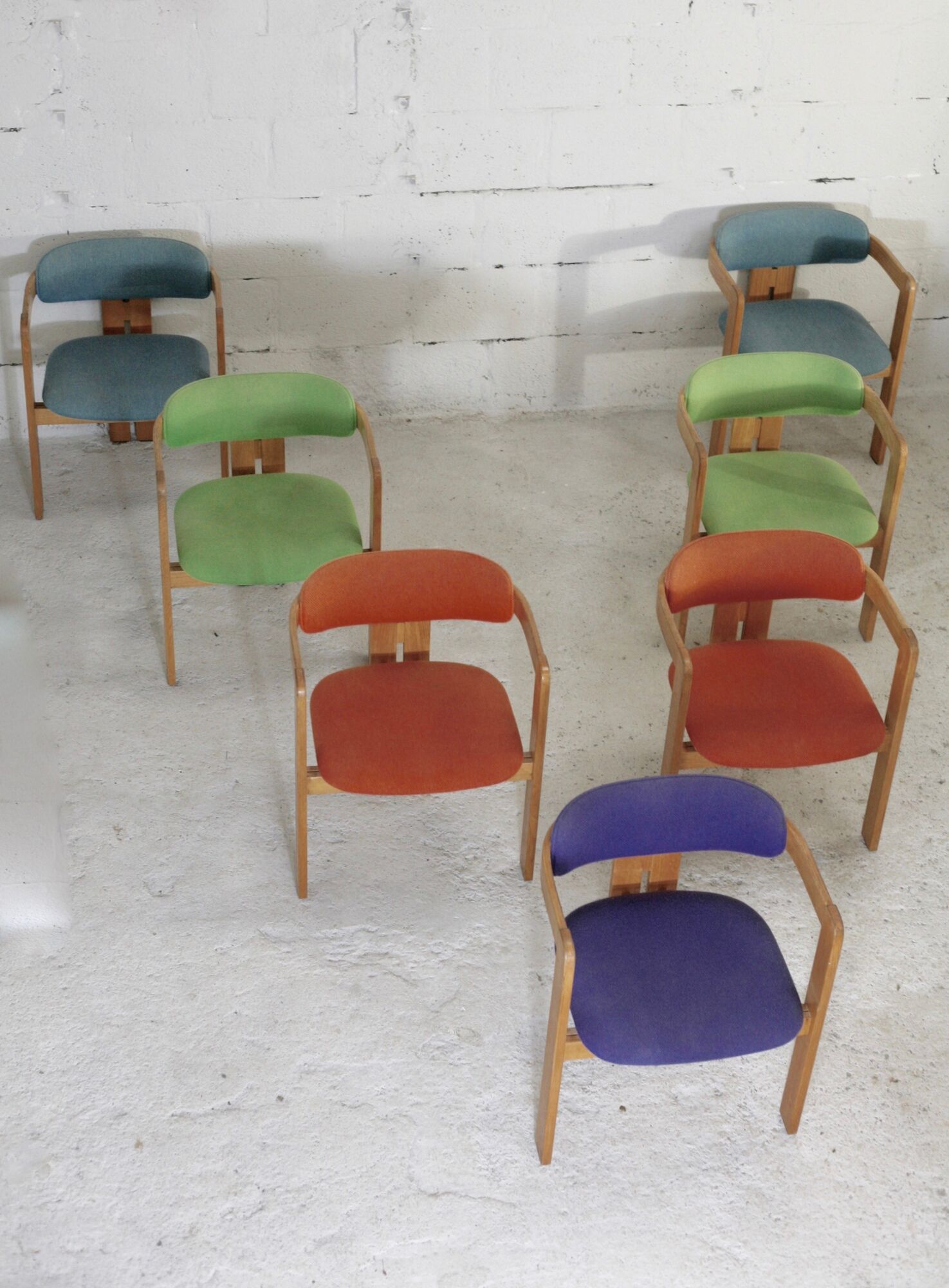 7 Chairs Pigreco by Tobia Scarpa, Gavina Edition, Italy, 50s