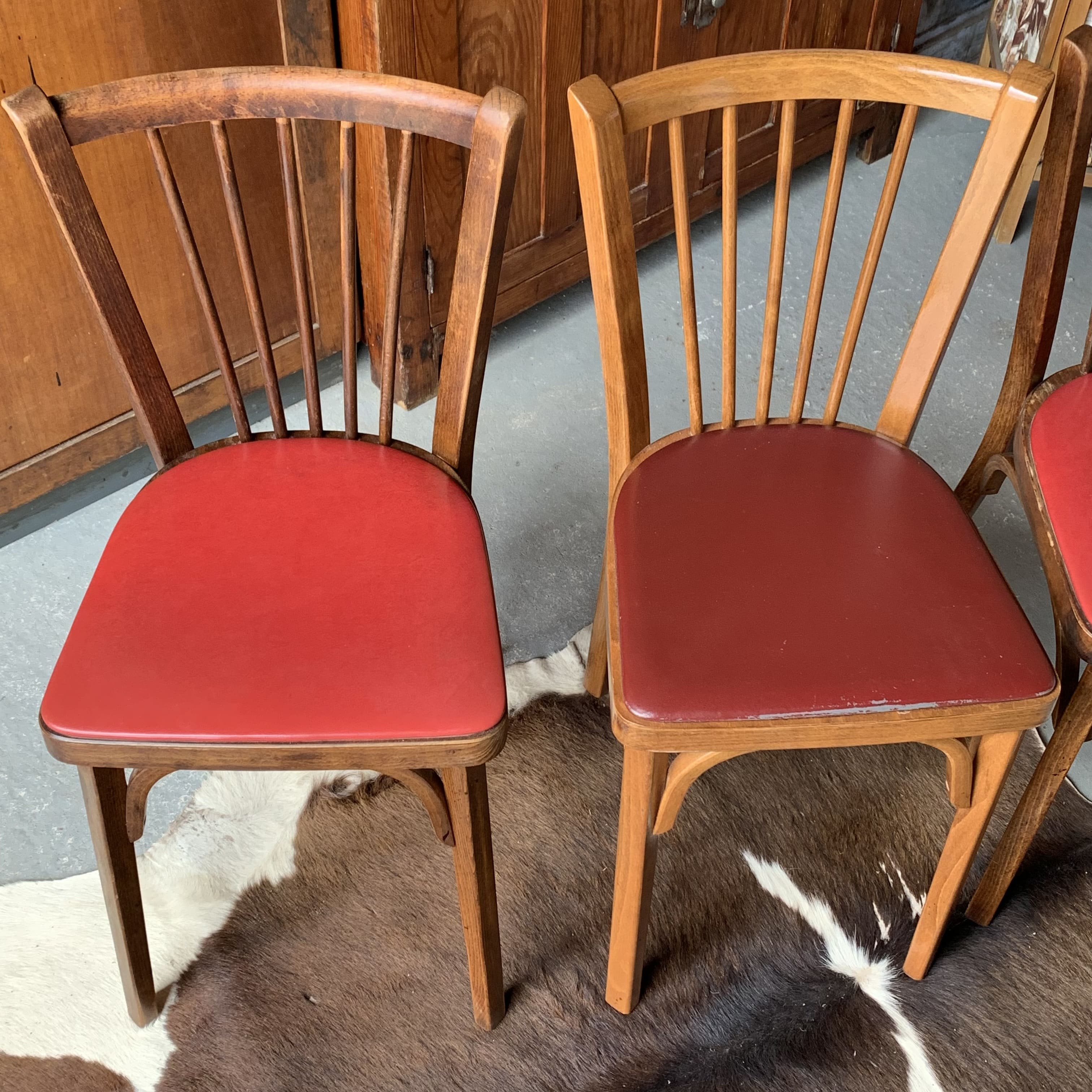 4 Baumann bistro chairs sitting imitation leather 2 red and 2 burgundy