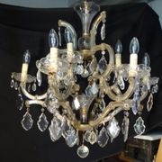 Venetian chandelier glass and crystal 9 Lights circa 1940