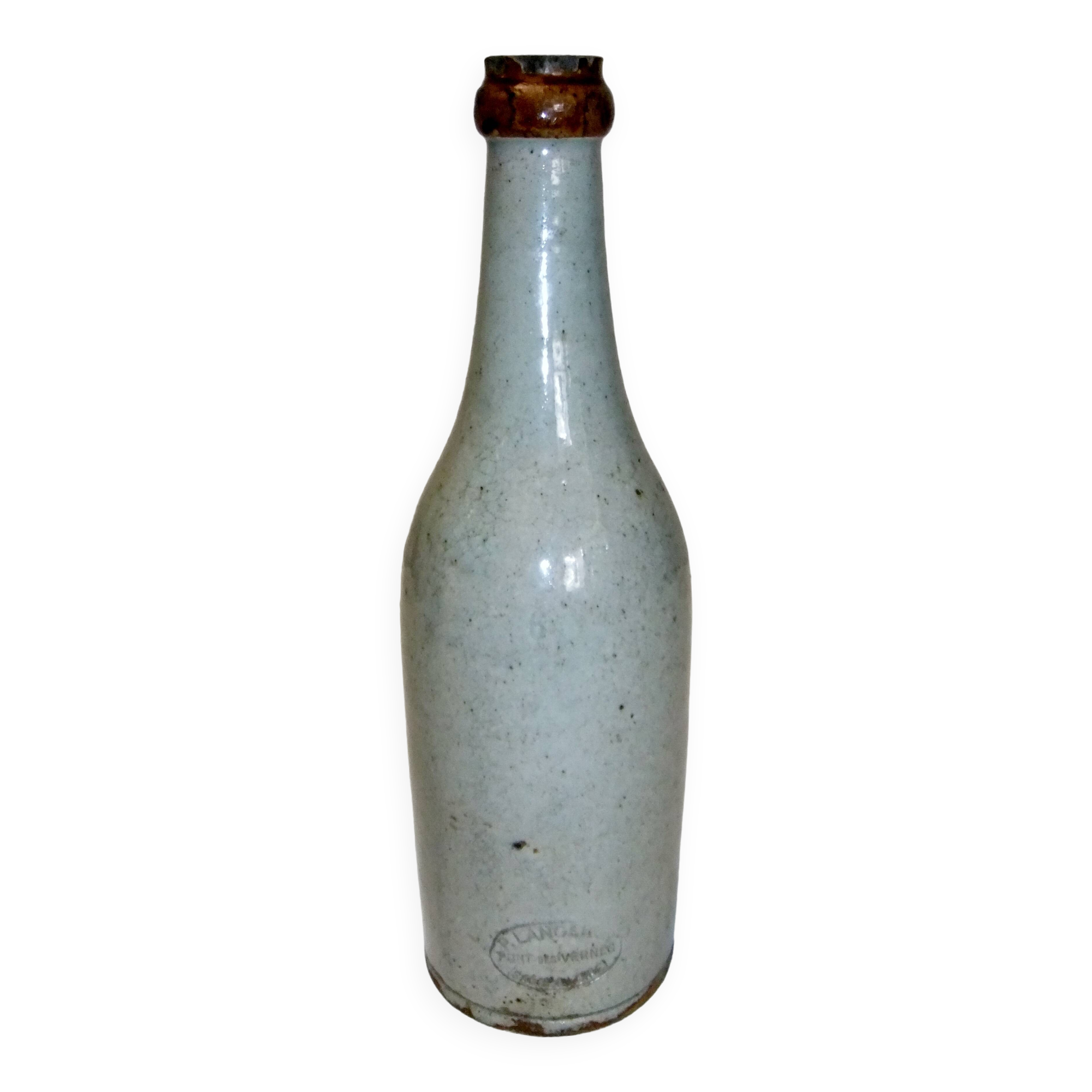Old glazed stoneware bottle Paul Langeron Pont des Vernes collection