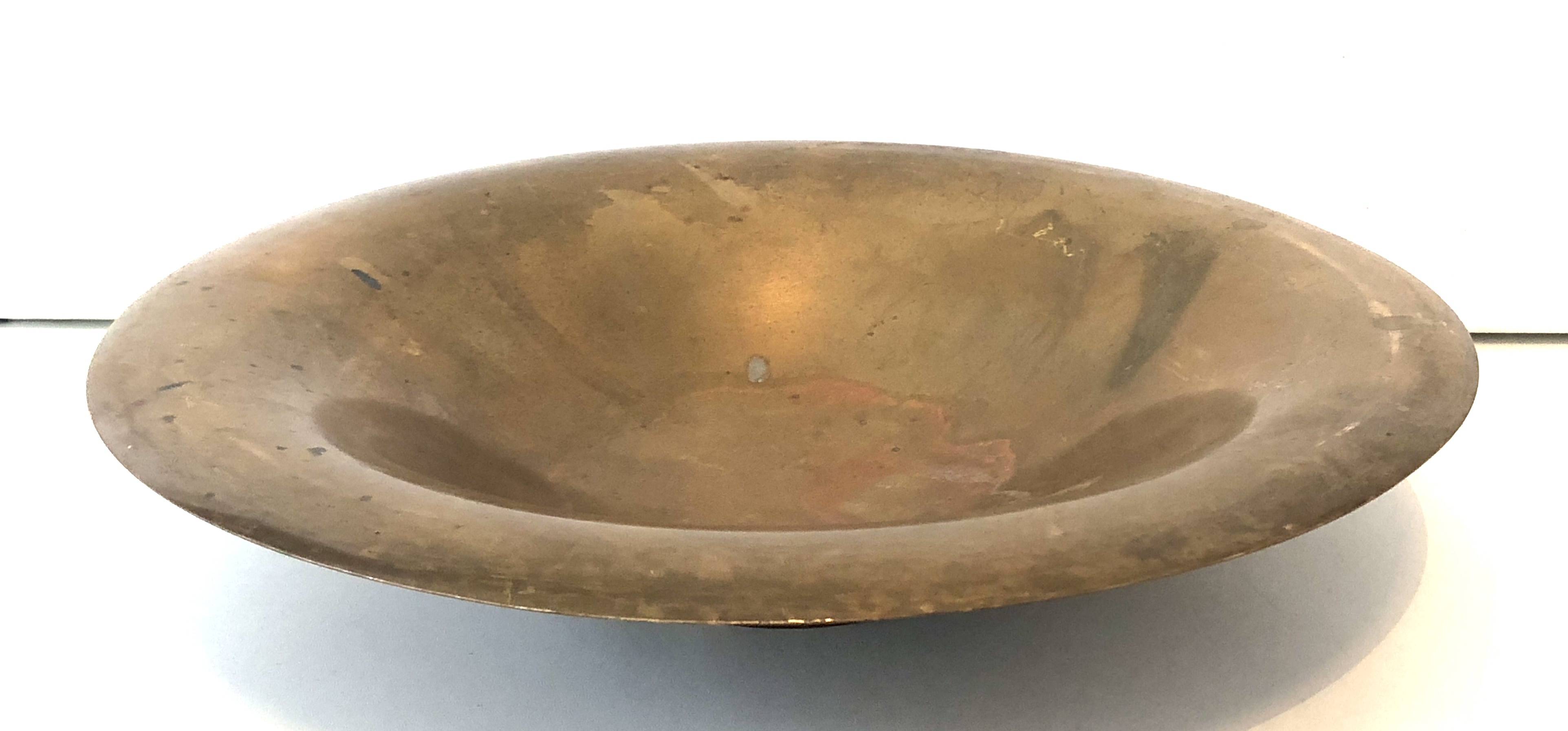 Old golden brass fruit bowl