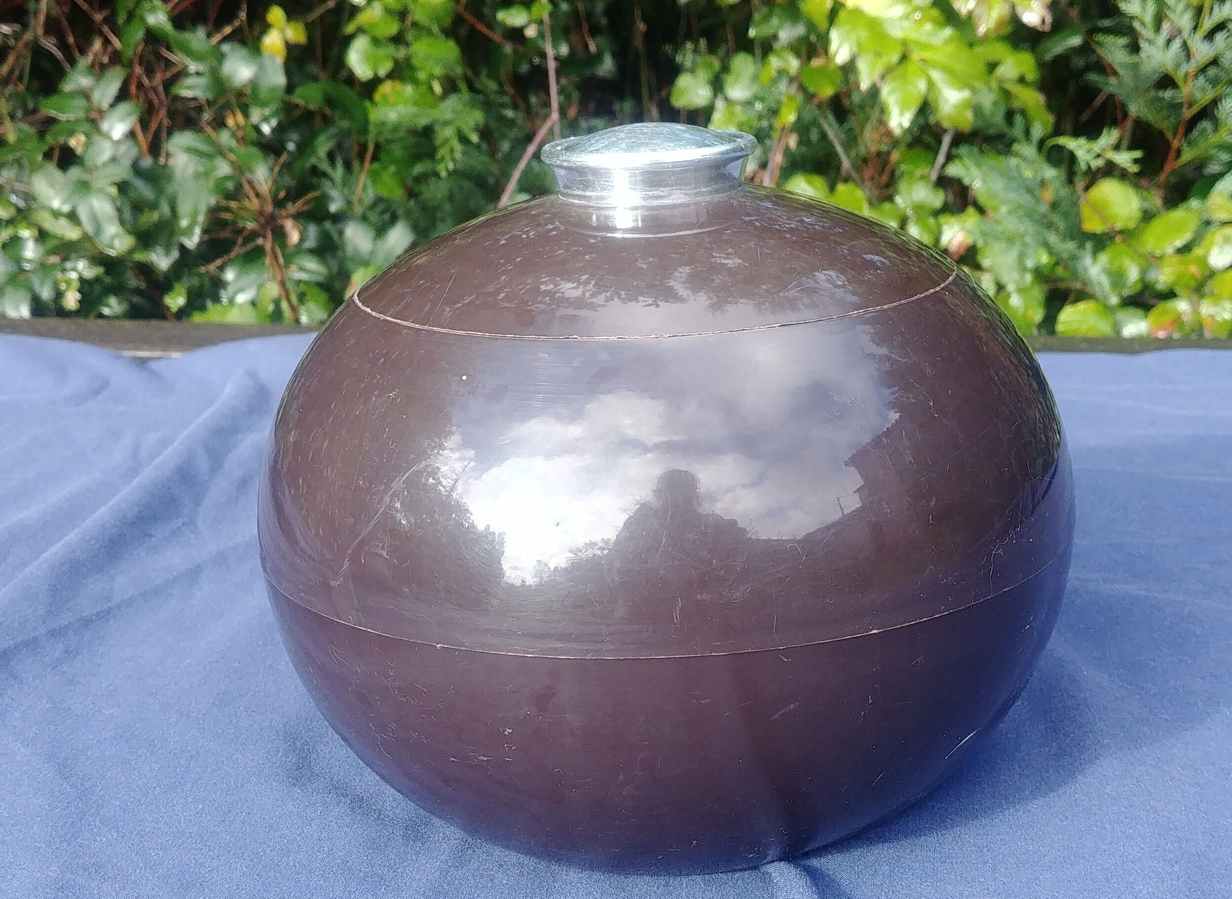 Ice bucket ball shape Vintage 70s brown color