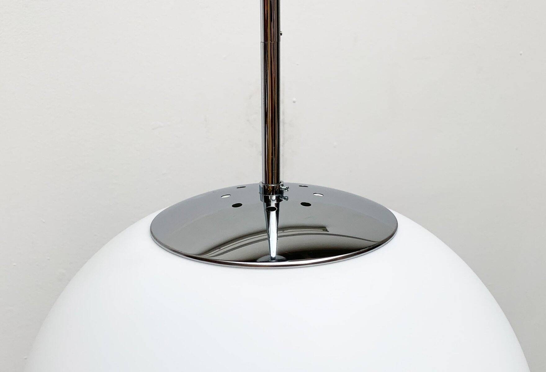 Vintage German space age glass ball pendant lamp by Limburg.