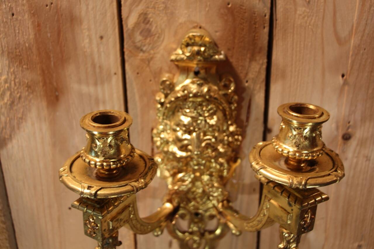 pair of gilt bronze wall lights signed by Etienne Giraud in Lyon