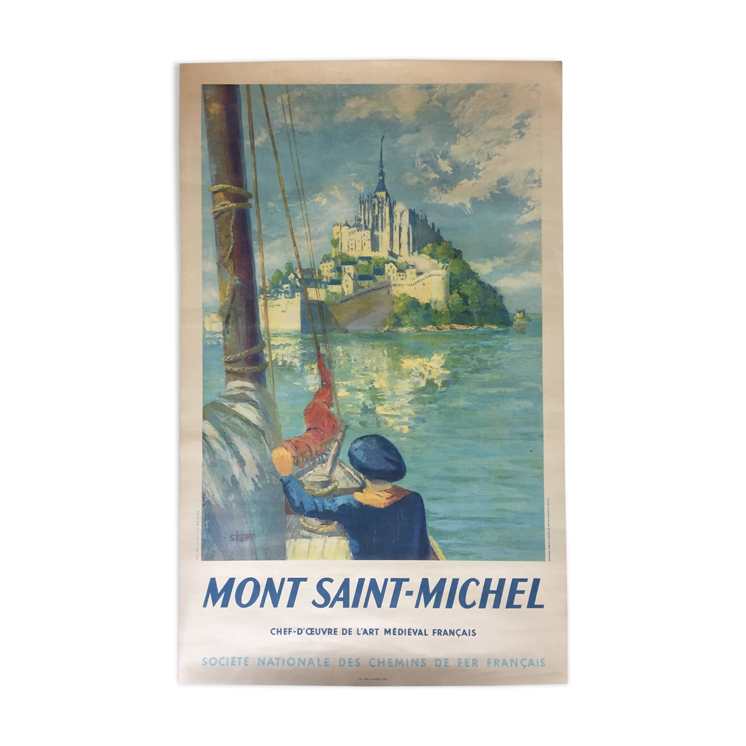 Original poster "Mont Saint-Michel" Marin, Sailing 62x100cm 1947