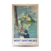 Affiche originale "Mont Saint-Michel" Marin, Voilier 62x100cm 1947
