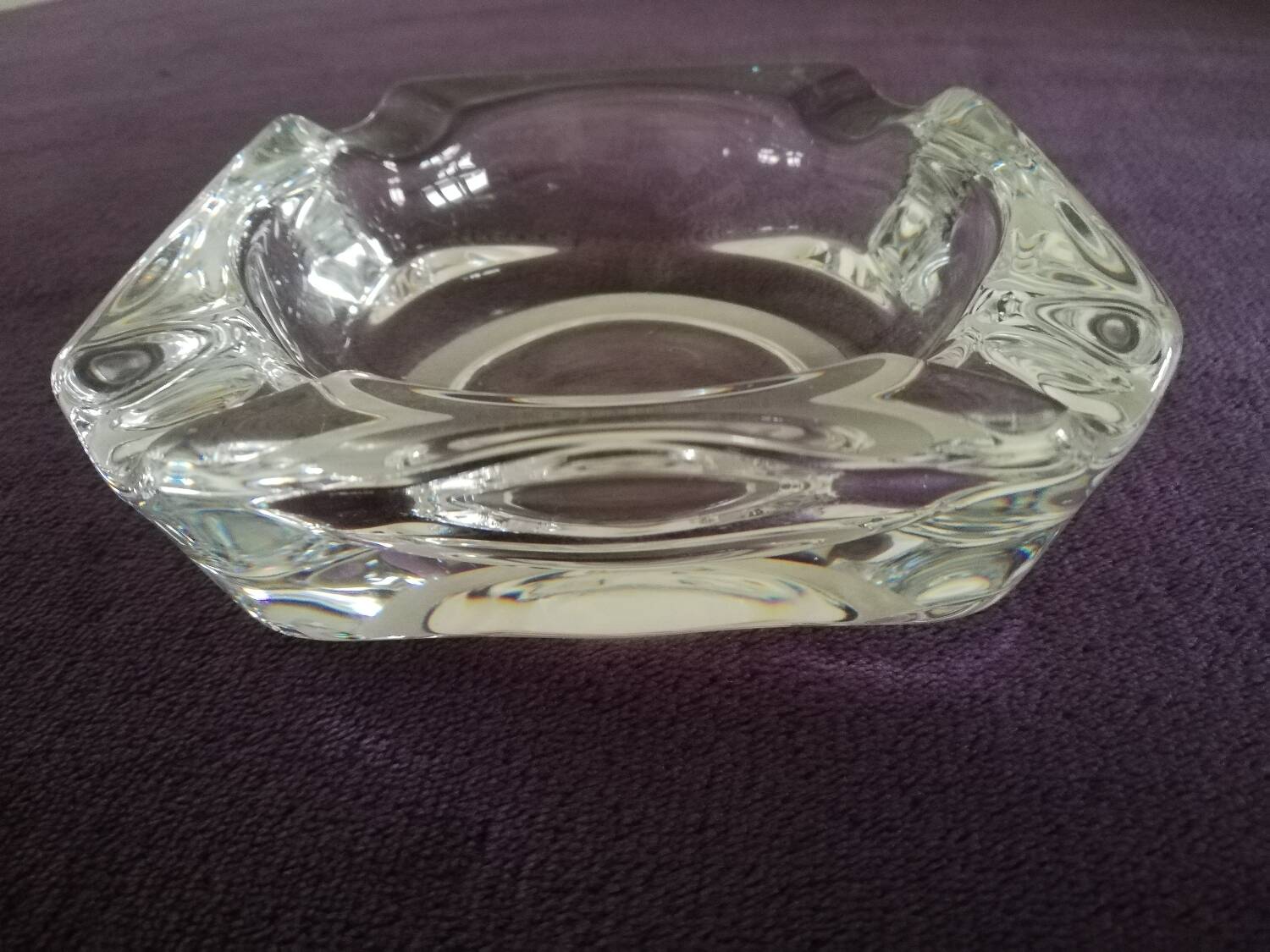 Square solid glass ashtray