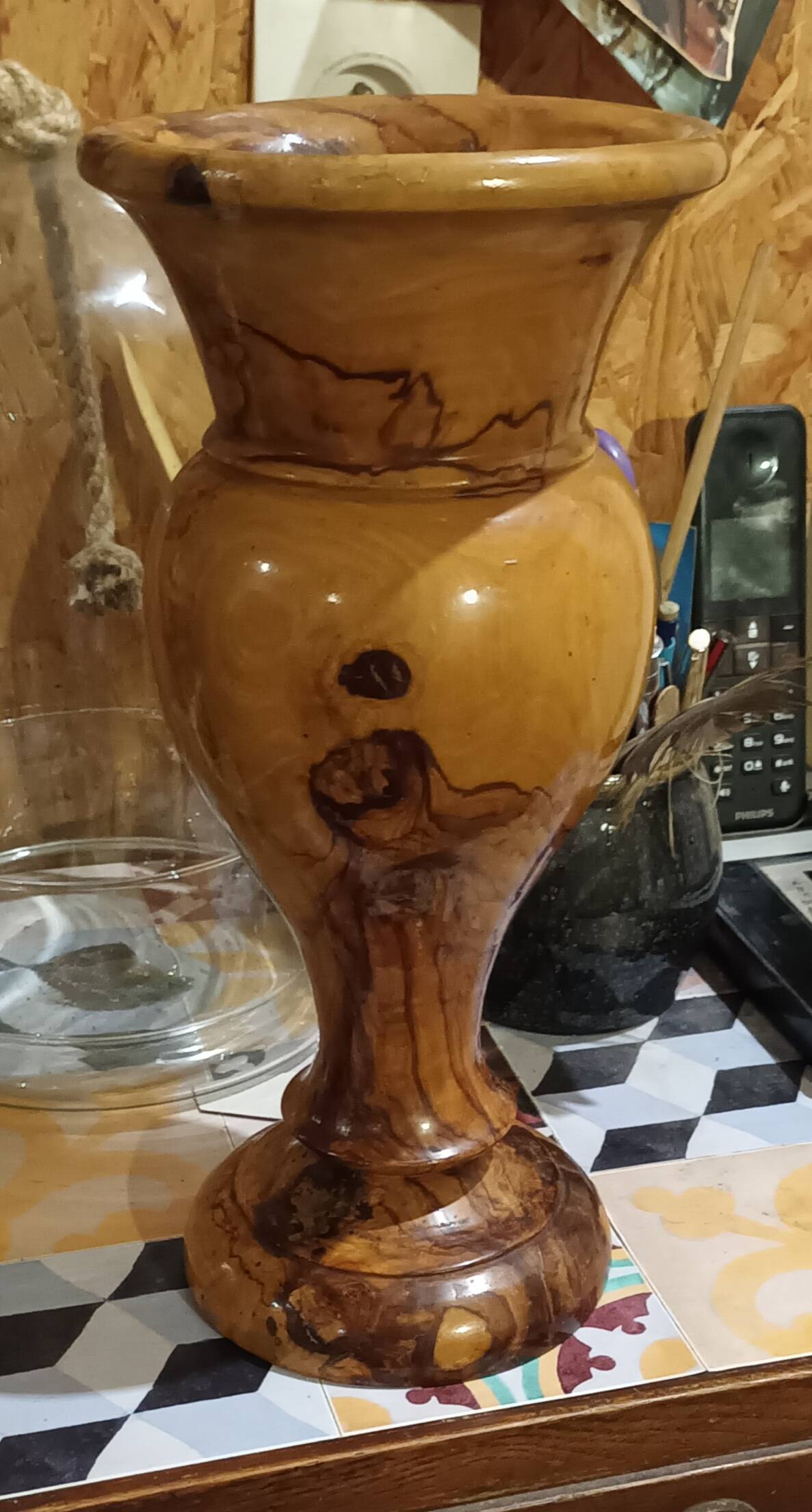 Turned olive wood vase