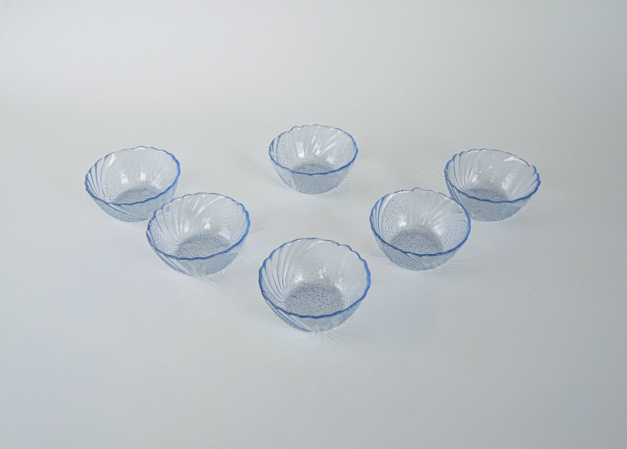 Set of glass bowls, Italian design, 1970s, made in Italy