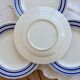 4 dessert plates in white porcelain with blue borders – Bistro style