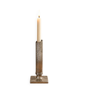 Soliflore ou bougeoir vintage en métal argenté – Colonne cannelée sur socle carré