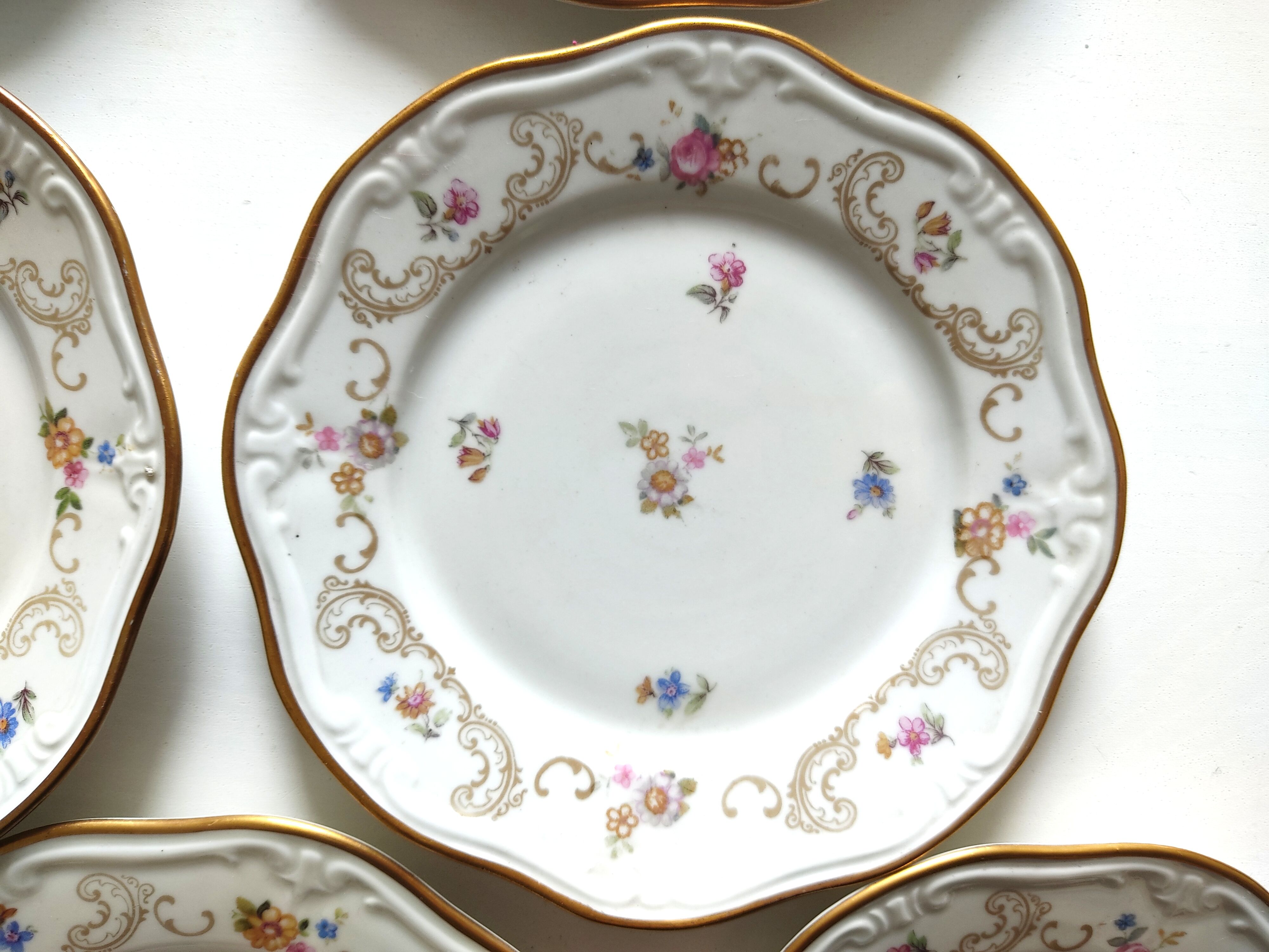 10 assiettes en porcelaine fleurie, veb r reichenbach