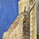 Watercolor Provencal landscape with fortified ramparts