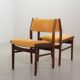Vintage Design Teak Wooden Dining Chairs with Honey Yellow Corduroy Fabric