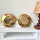 Round mirrors strapping in vintage gilded brass