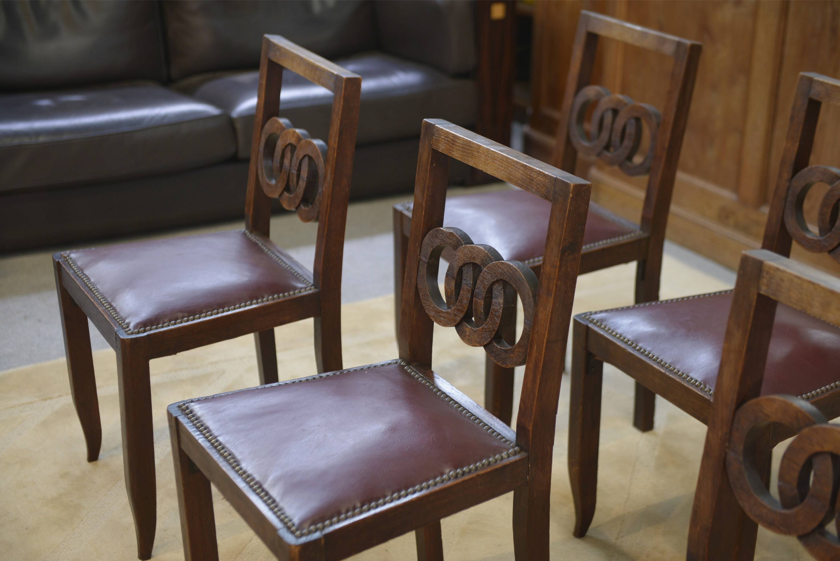 Ensemble de 6 chaises en chêne 1950’s