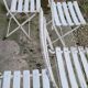 Series of 6 chairs and 1 folding armchair of iron garden bistro