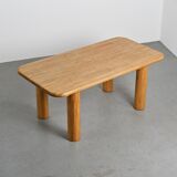 Dining table in glued laminated pine, France, around 1970.