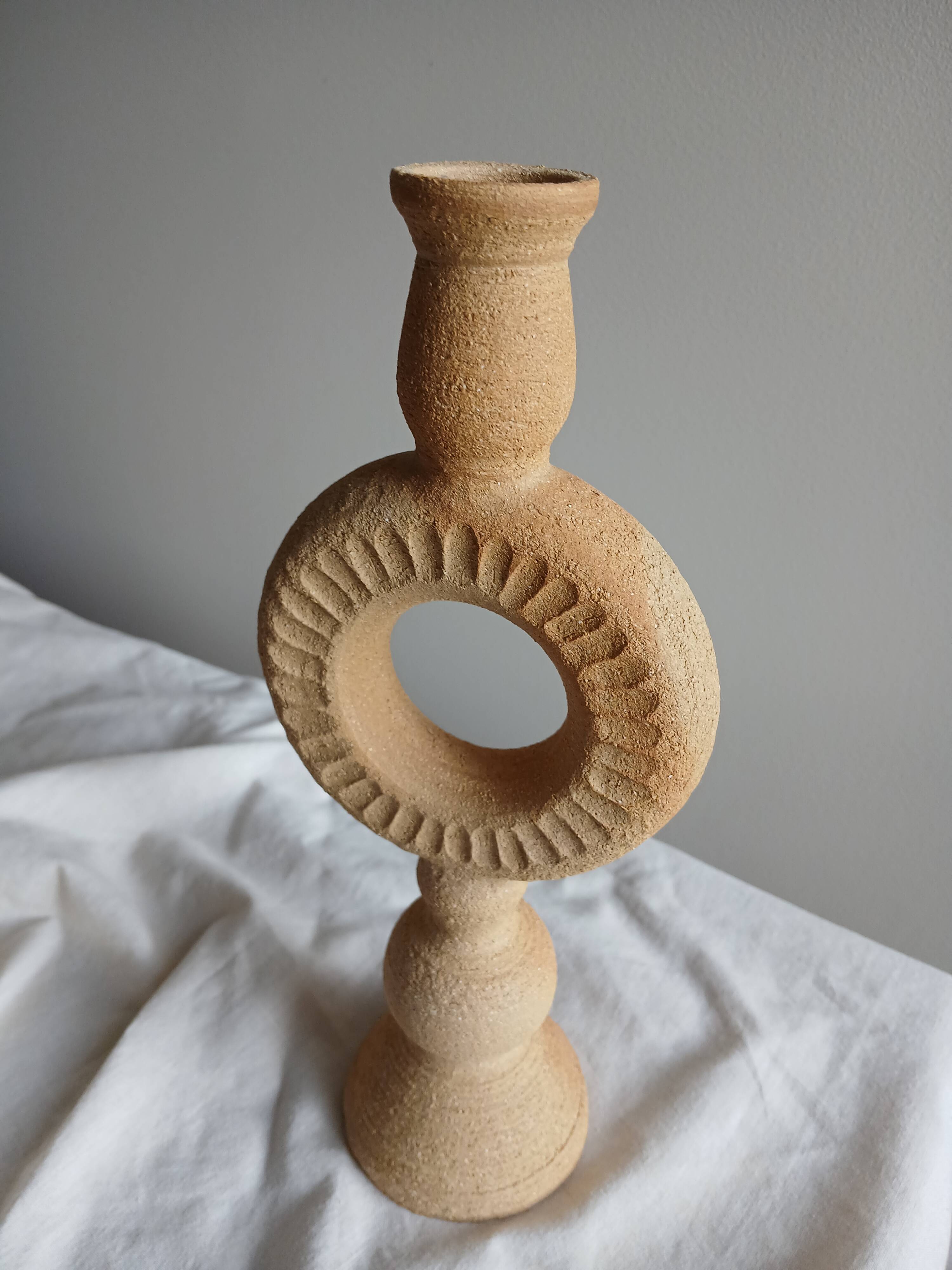 Chandelier in raw red stoneware