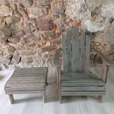Fauteuil Adirondack ancien avec repose-pieds