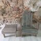 Ancient Adirondack armchair with footrest