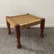 Scandinavian ottoman footrest in wood and rope 70s