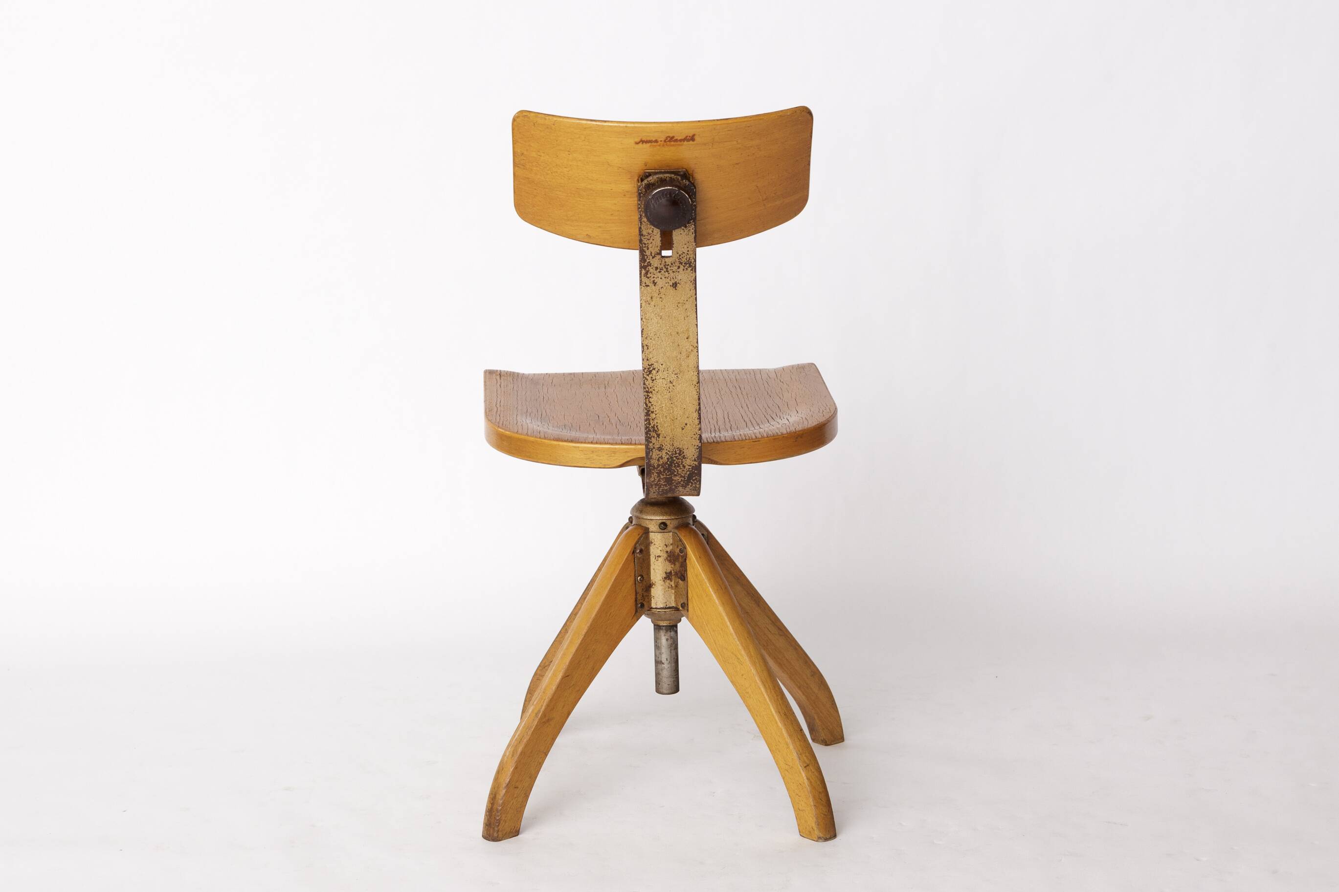 Chaise pivotante industrielle Ama Elastik – Design Bauhaus vintage des années 1950, bois