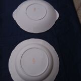 Plat rond creux et plat à gâteaux  en faïence  de lunéville modèle agnes