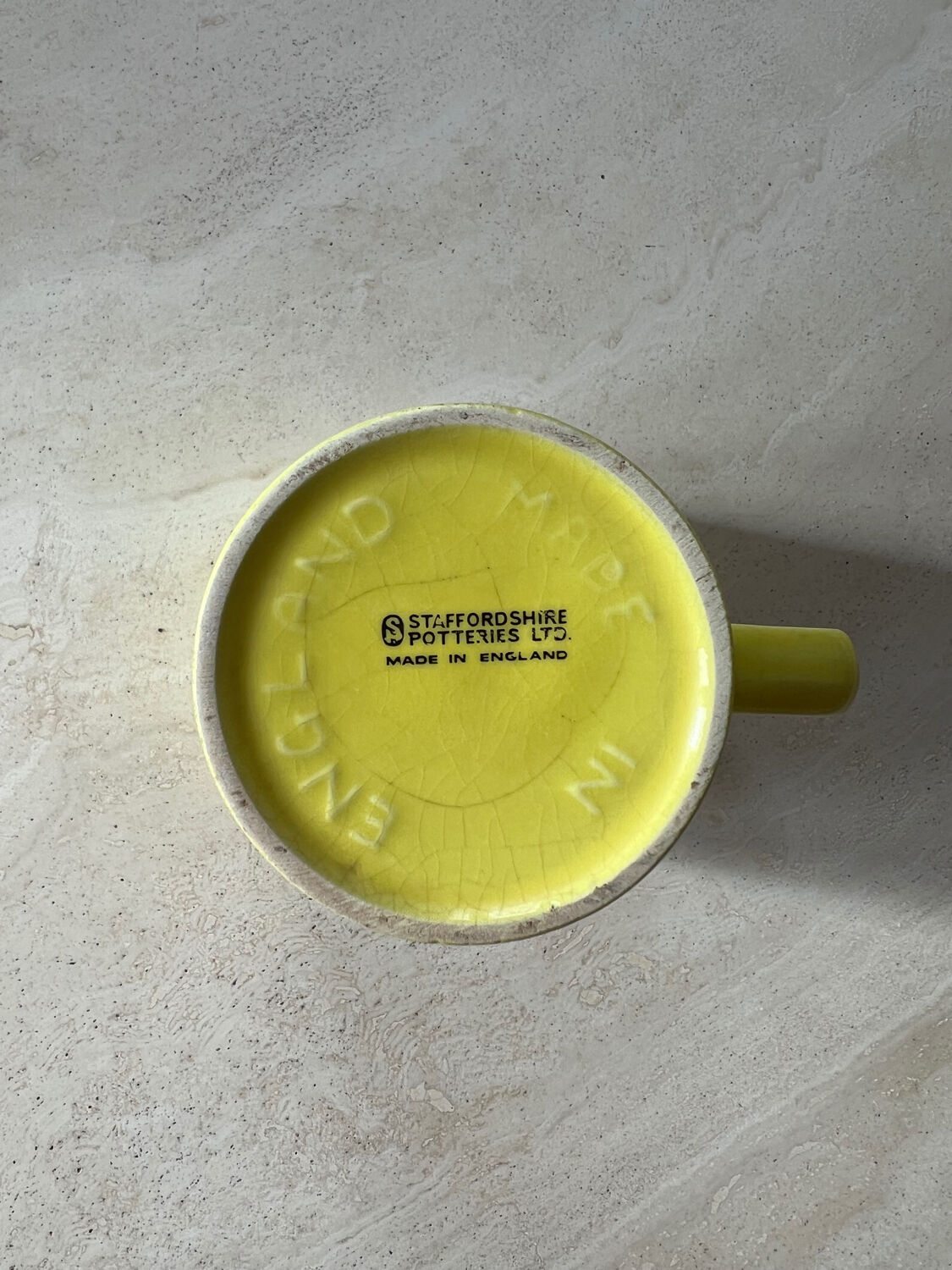 Staffordshire mug yellow england