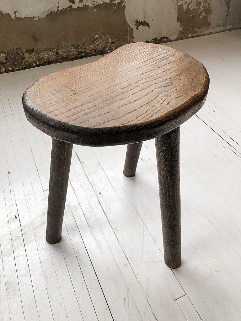 Handcrafted oak bean-shaped stool