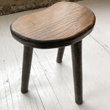 Handcrafted oak bean-shaped stool