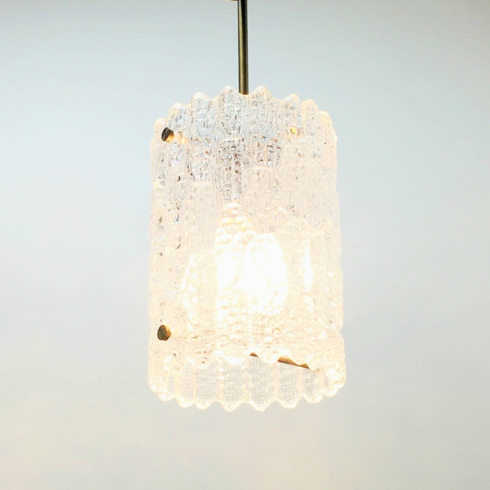 Mid-Century Crystal Glass & Brass Ceiling Light by Carl Fagerlund, 1960s