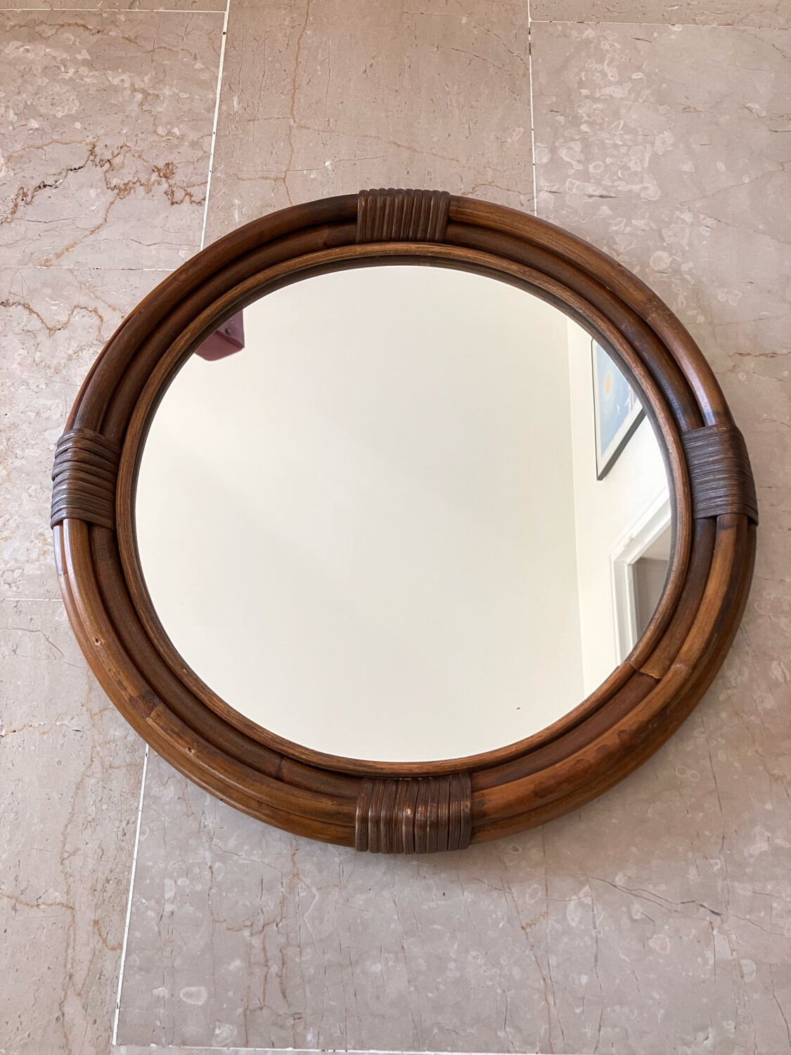 Miroir rotin vintage