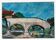 Tableau huile sur toile paysage pont et rivière ancien