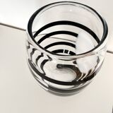 Vintage Kosta Boda Clear & Black Swirl Striped Art Vase, Sweden, 1990s