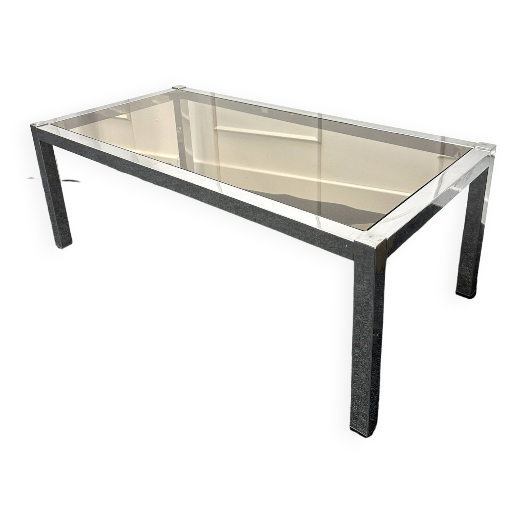 Chrome coffee table and smoked glass