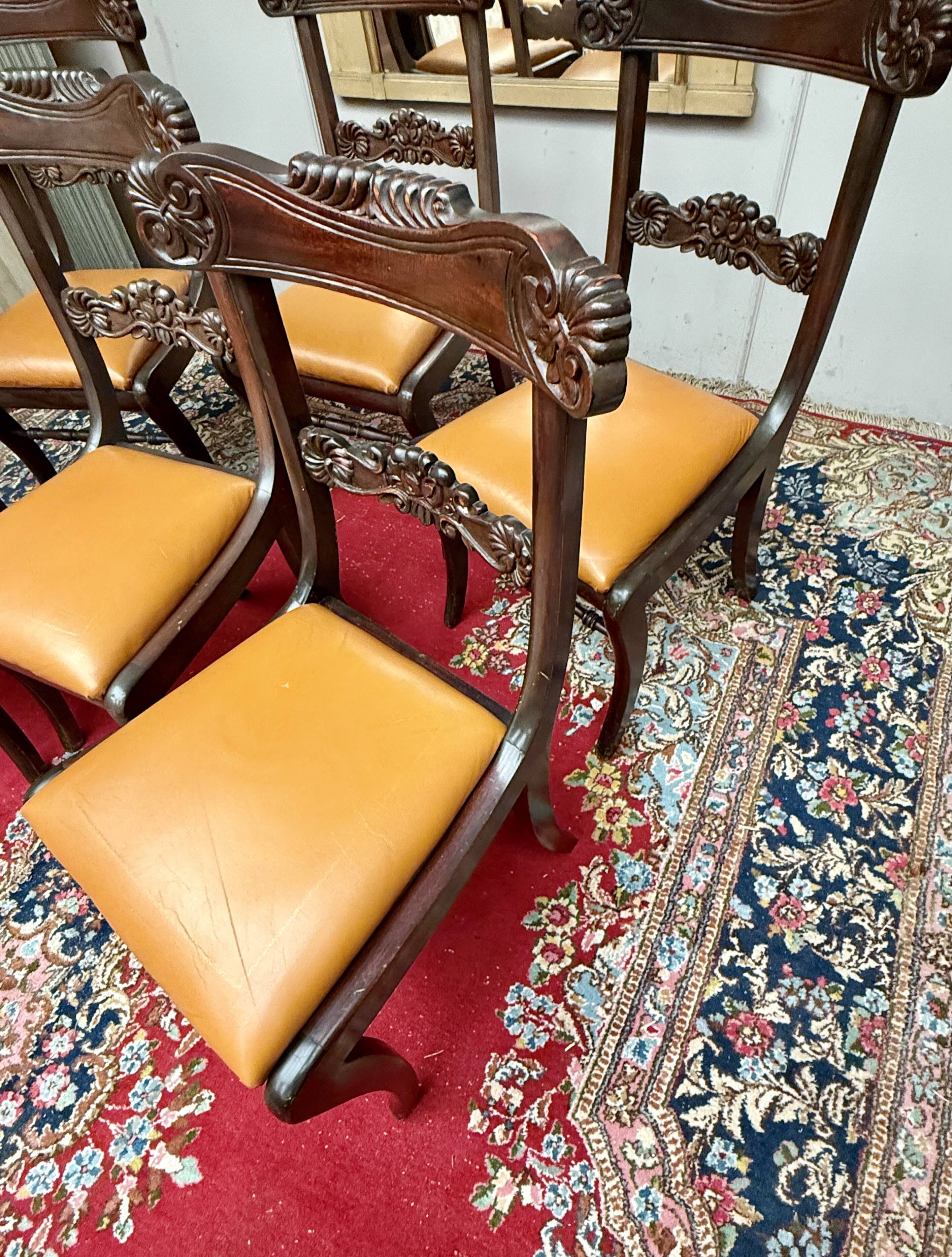 Set of six mahogany chairs