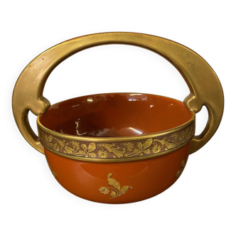 Coupe art deco porcelaine pinon heuze en faience de gien avec anse